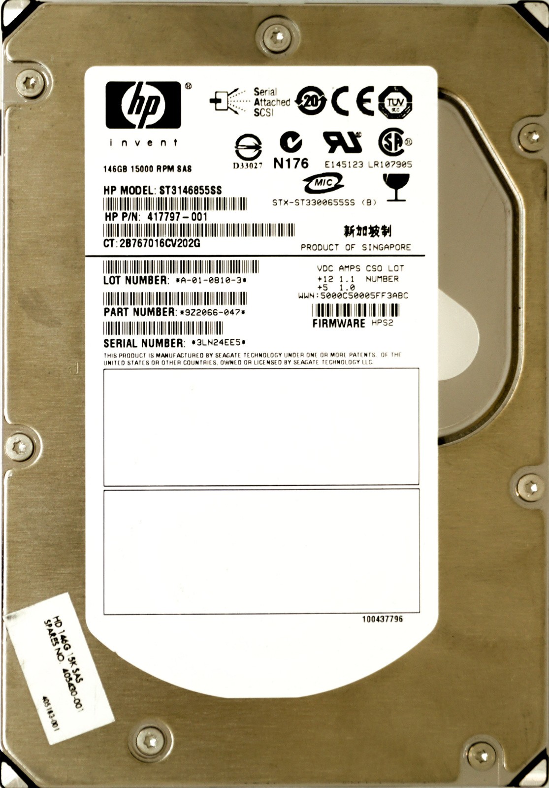 HP (417797-001) 146GB SAS-1 (LFF) 3Gb/s 15K HDD