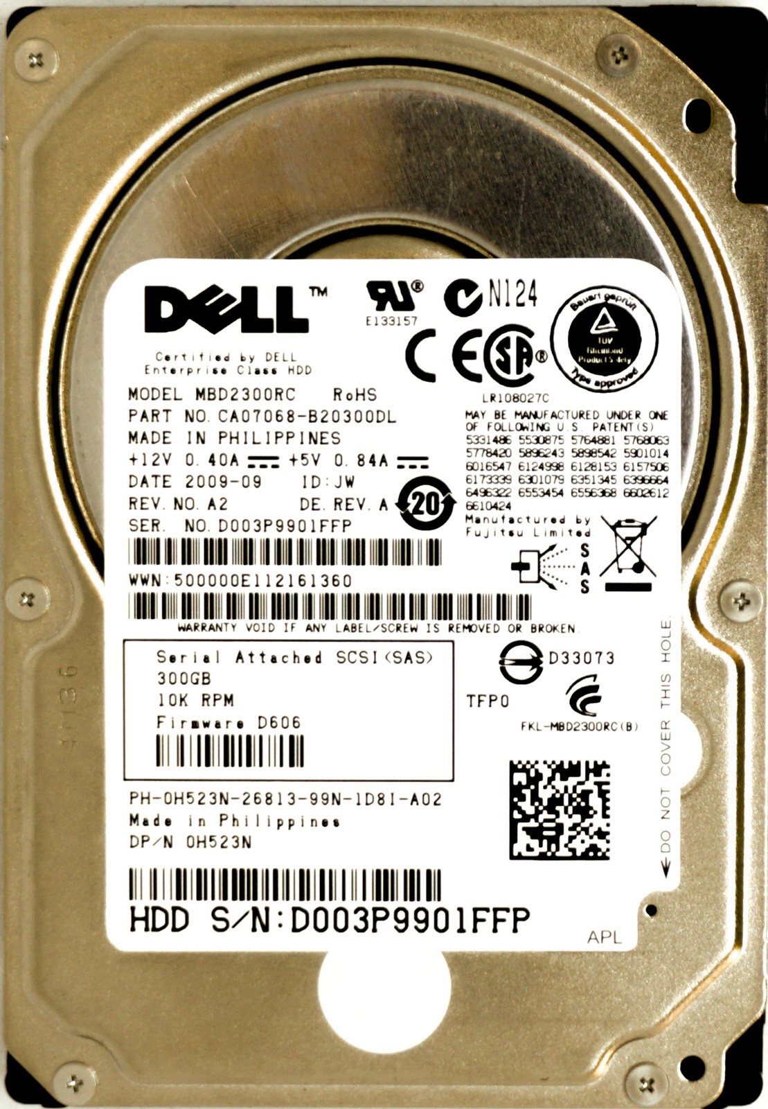 Dell (H523N) 300GB SAS-2 (SFF) 6Gb/s 10K HDD