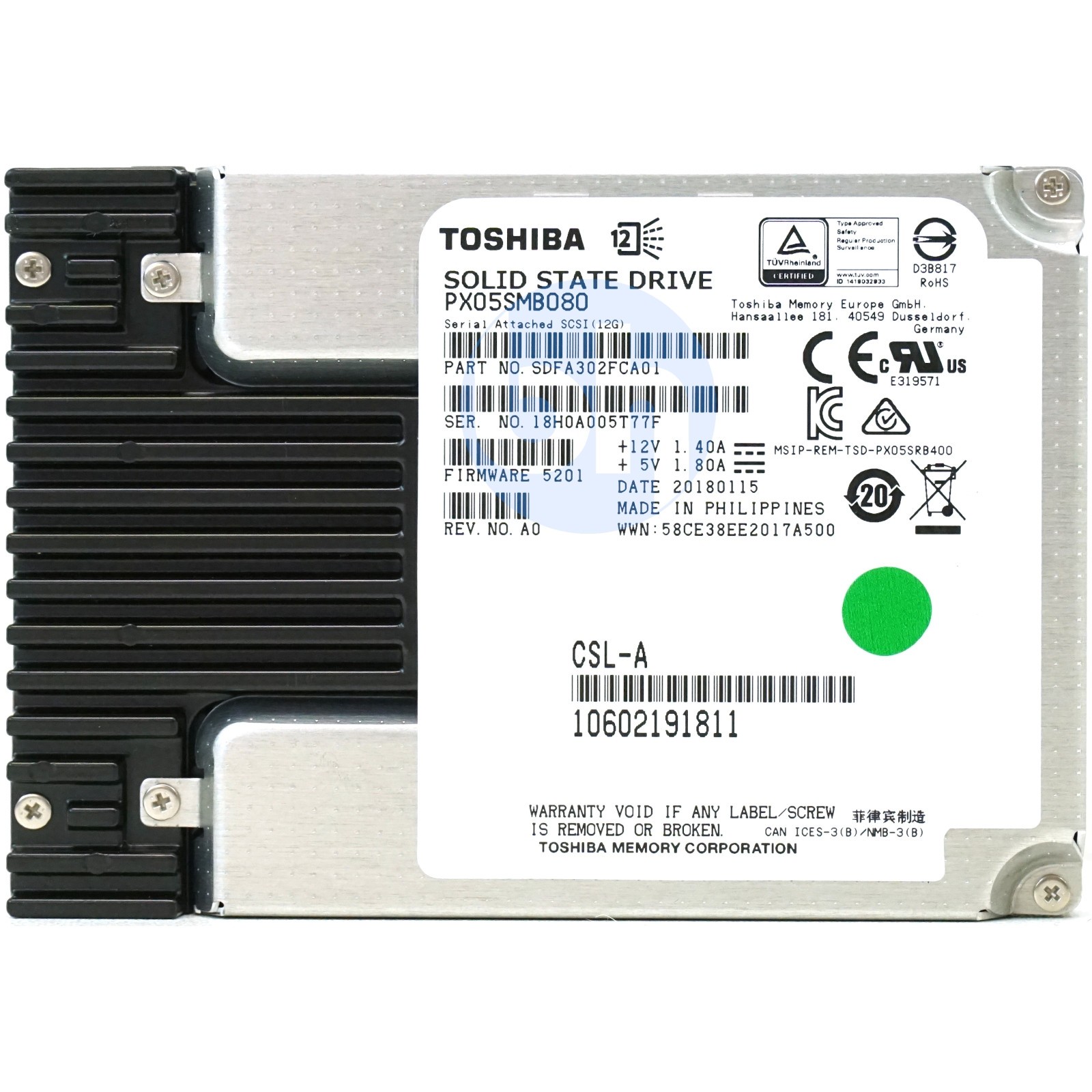 KIOXIA (PX05SMB080) 800GB Enterprise SAS-3 (SFF 2.5") 12Gbps SSD