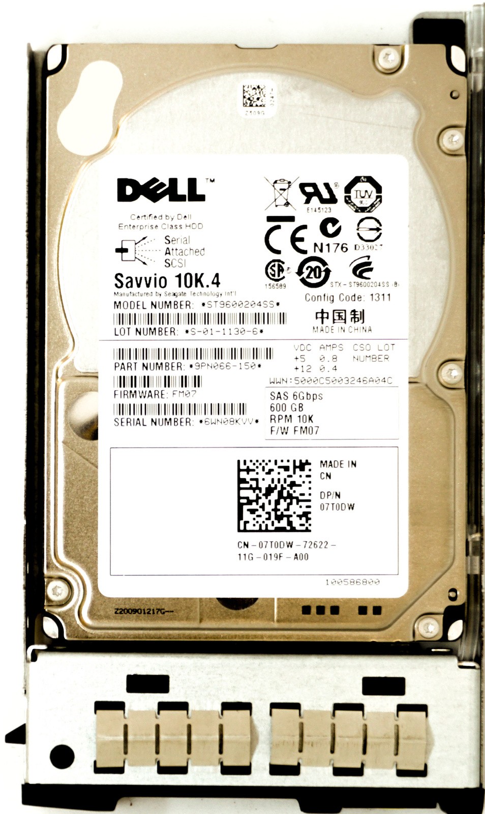 Dell (7T0DW) 600GB SAS-2 (SFF) 6Gb/s 10K in Cloud Series Hot-Swap Caddy