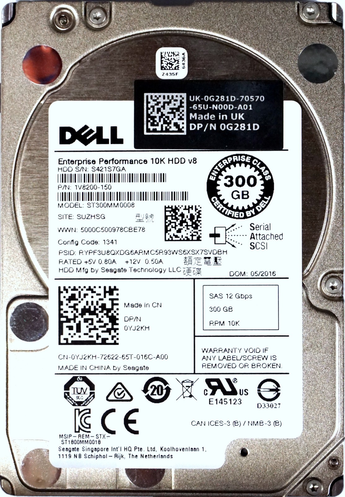 Dell (YJ2KH) 300GB SAS-3 (2.5") 12Gbps 10K HDD