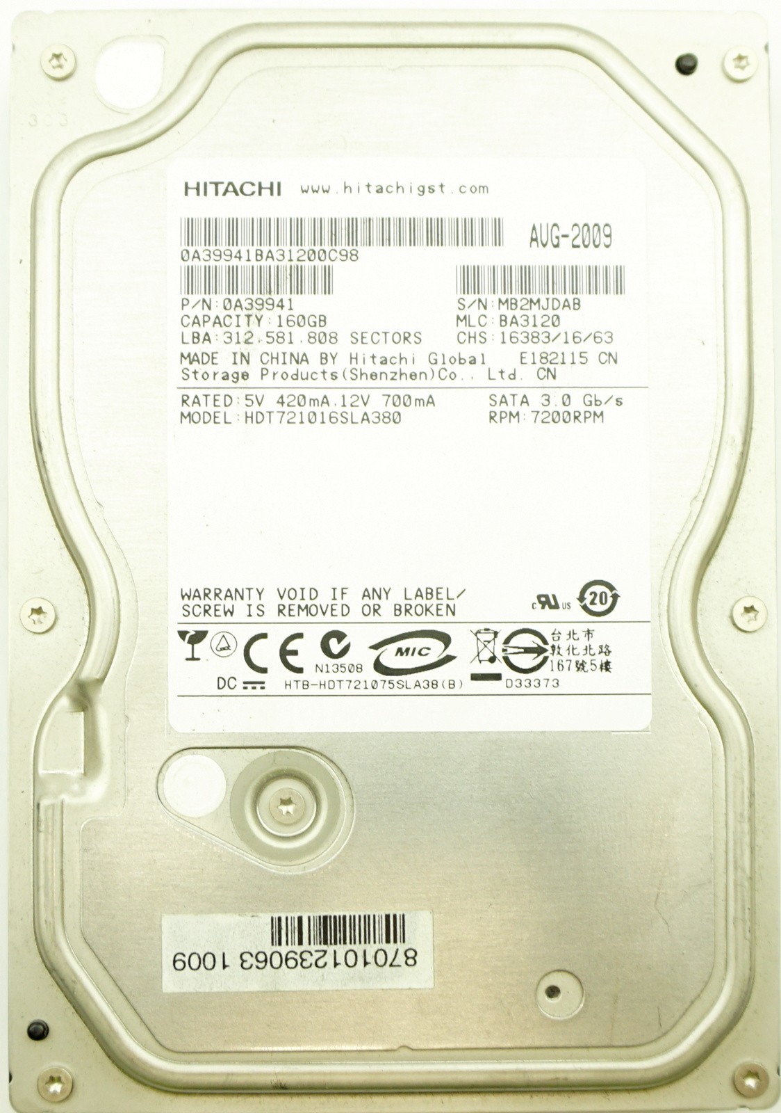 Generic 160GB SATA (LFF) HDD