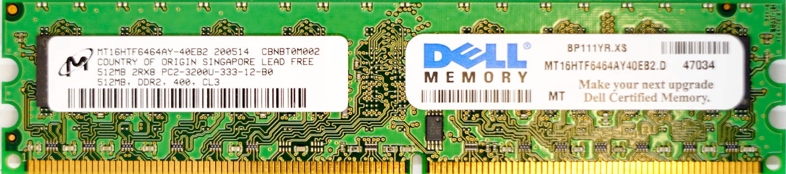 Micron - 512MB PC2-3200U (DDR2-400Mhz, 2RX8)