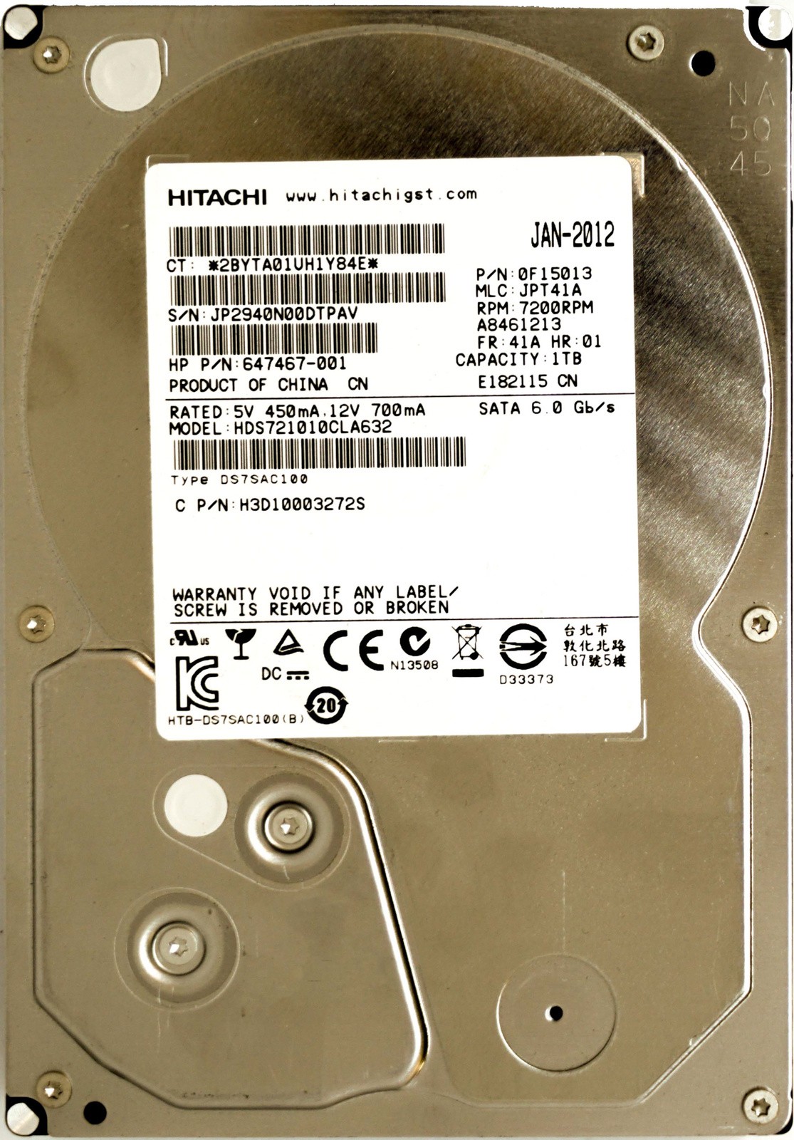 HP (647467-001) 1TB SATA III (LFF) 6Gb/s 7.2K HDD