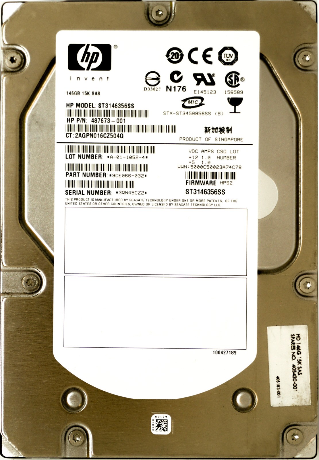 HP (487673-001) 146GB SAS-1 (LFF) 3Gb/s 15K HDD