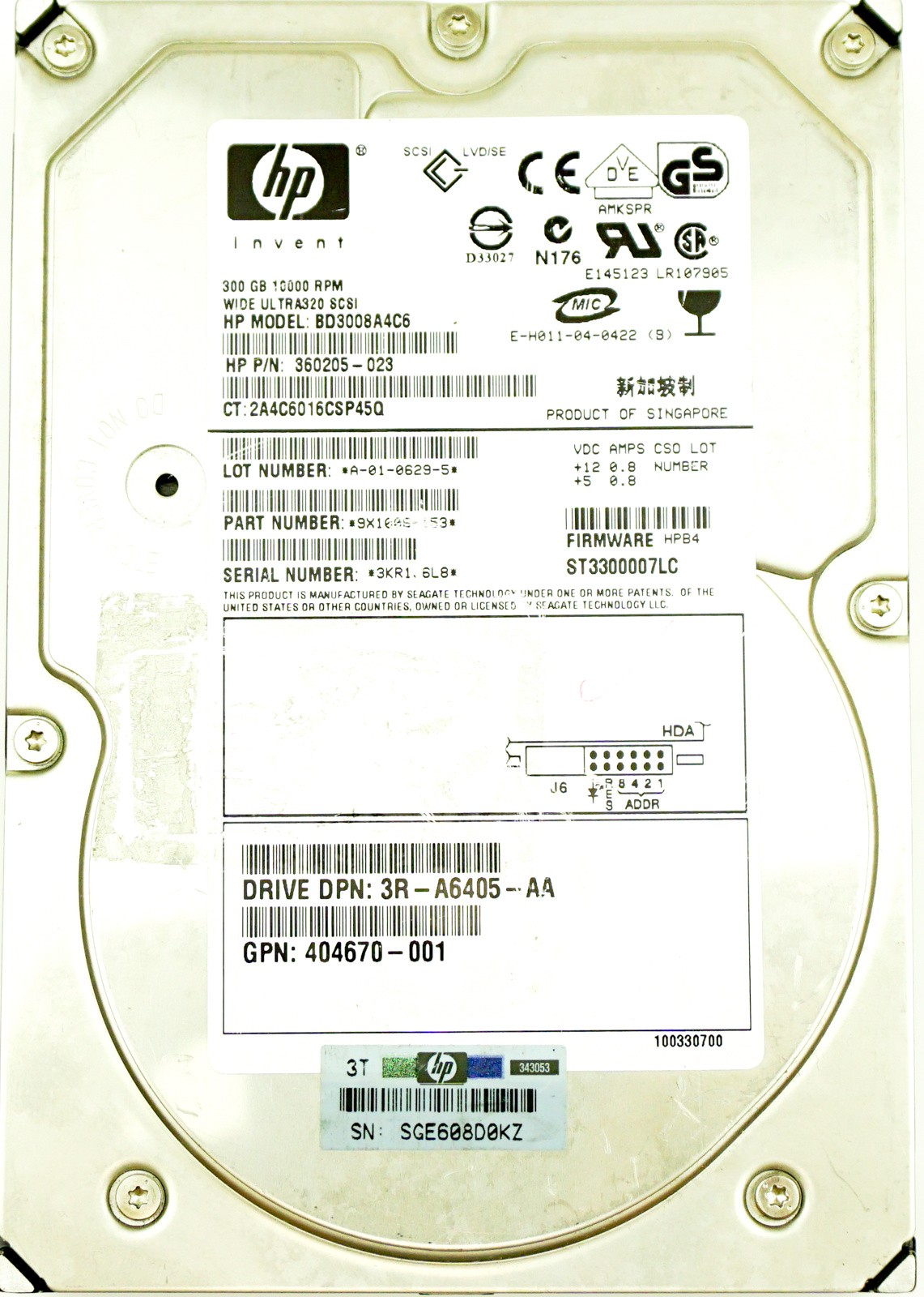 HP (356910-009) 300GB SCSI - 80 Pin (LFF) 10K in SCSI Hot-Swap Caddy