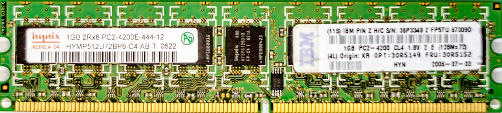 IBM (36P3349) - 1GB PC2-4200E (DDR2-533Mhz, 2RX8)