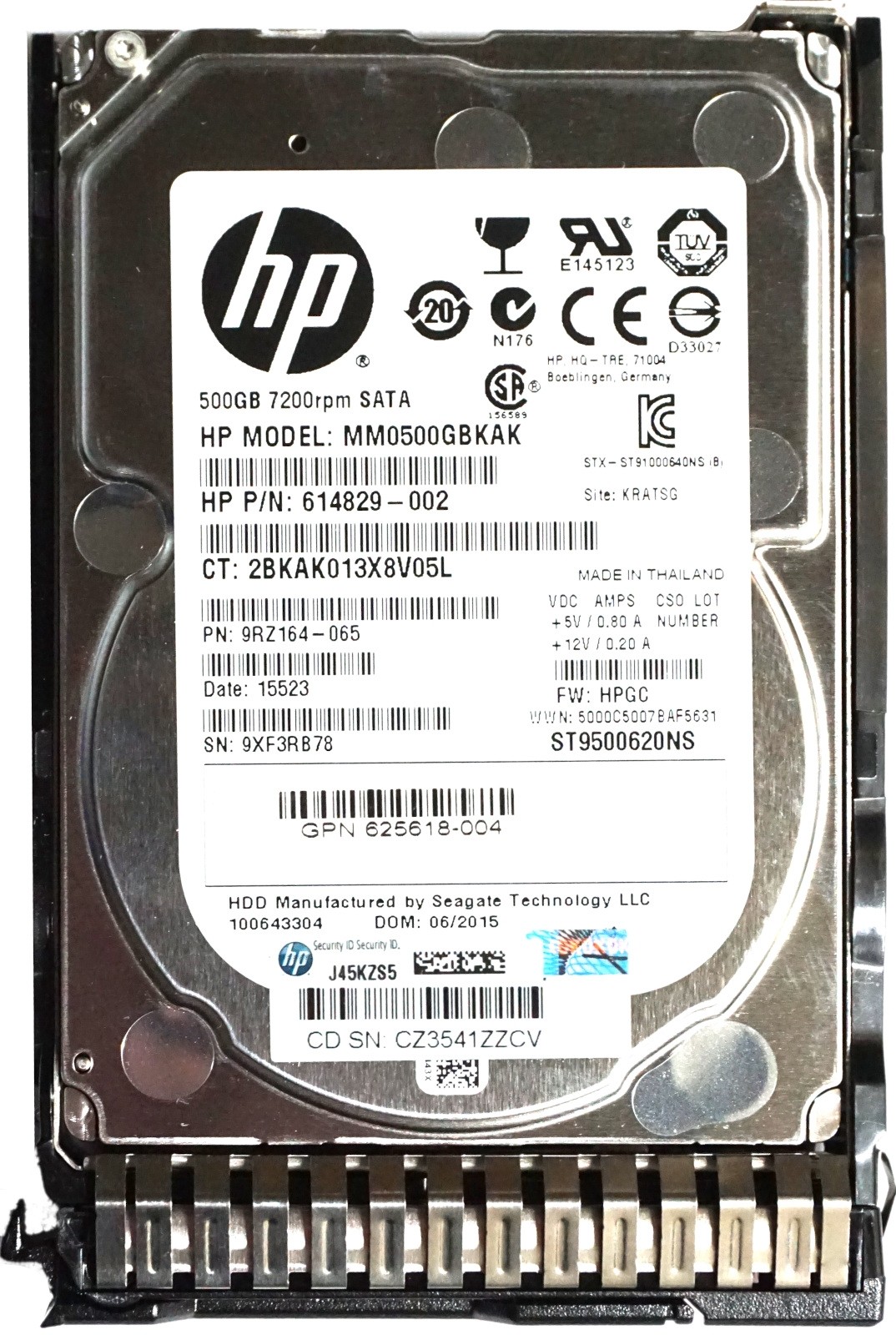 HP (614829-002) 500GB SATA (2.5") 6Gbps 7.2K HDD in Gen8 Hot-Swap Caddy