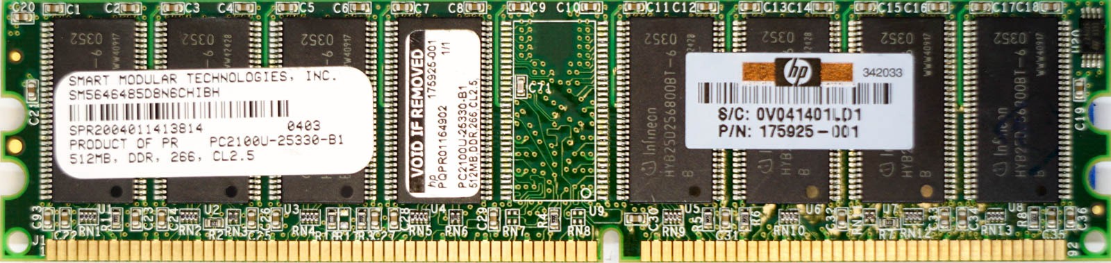 HP (175925-001) - 512MB PC-2100U (DDR-266Mhz, 2RX8)