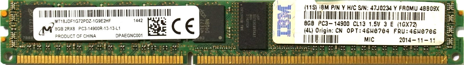 IBM (47J0234) - 8GB PC3-14900R-VLP (DDR3-1866Mhz, 2RX8)