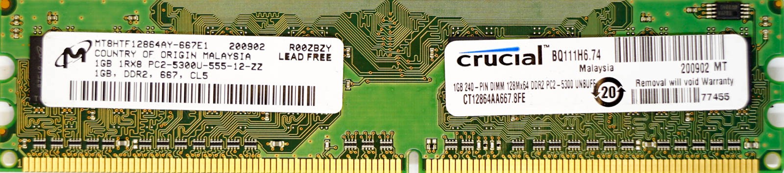 Micron - 1GB PC2-5300U (DDR2-667Mhz, 1RX8)