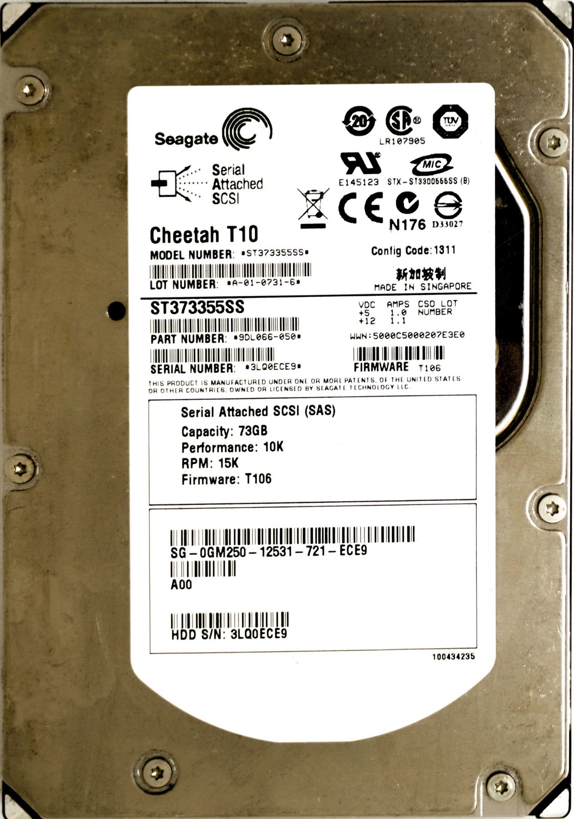 Dell (GM250) 73GB SAS-1 (LFF) 3Gb/s 10K HDD