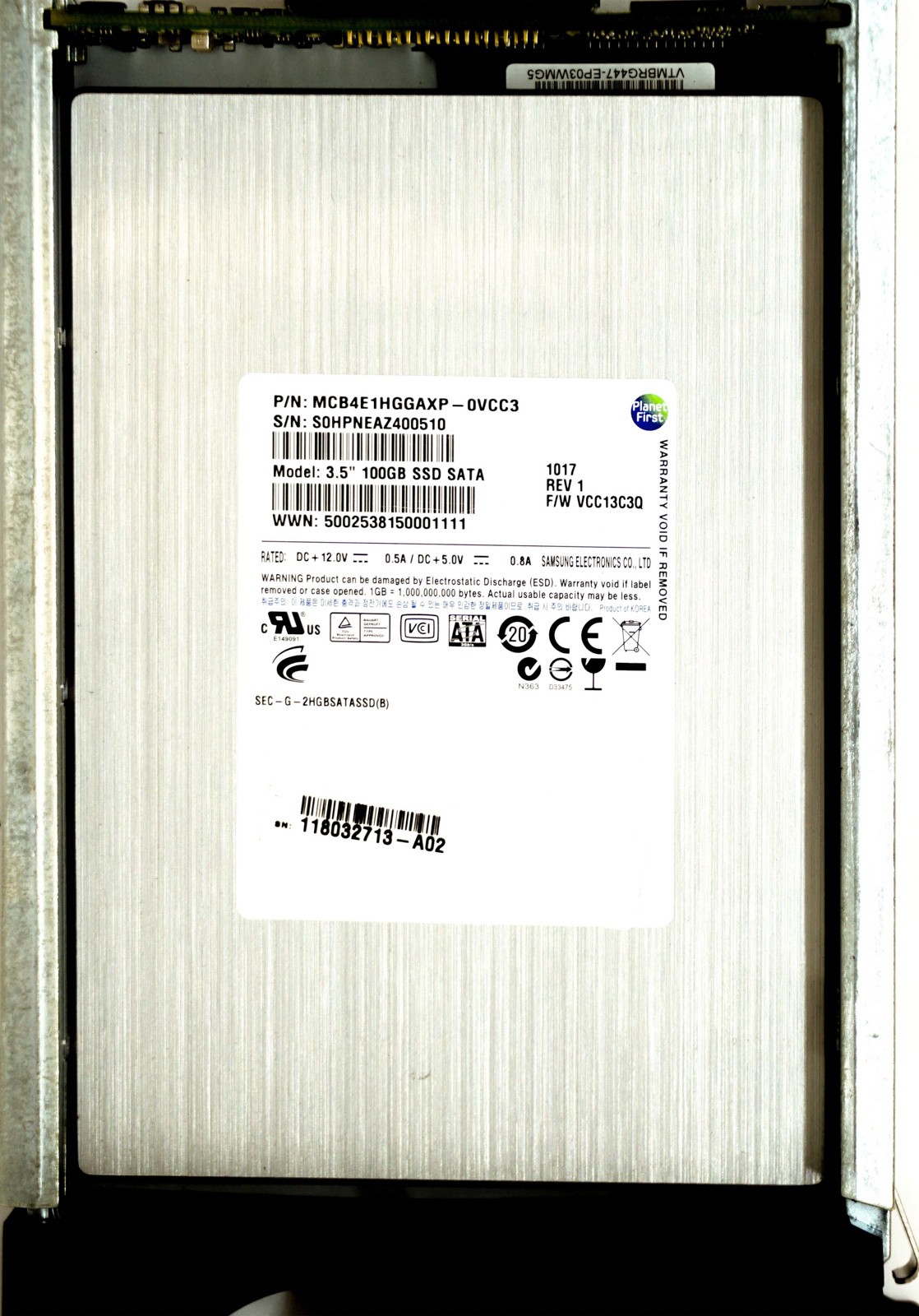 EMC (118032713) 100GB FCAL (LFF) 6Gb/s SSD in Hot-Swap Caddy