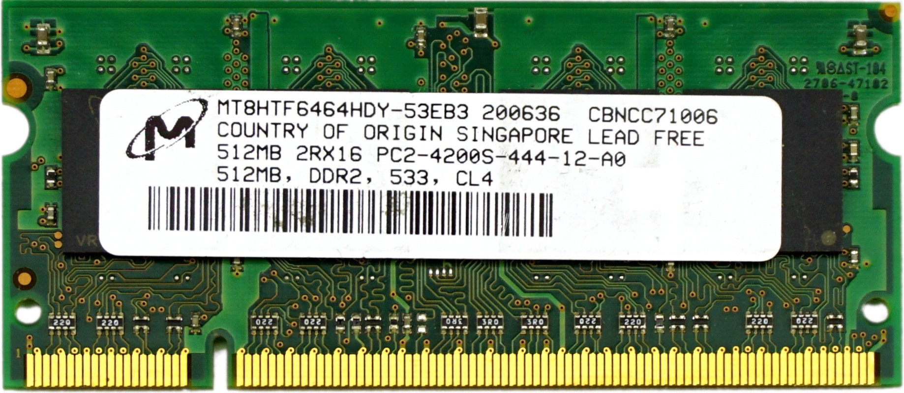 Micron - 512MB PC2-4200S (DDR2-533Mhz, 2RX16)