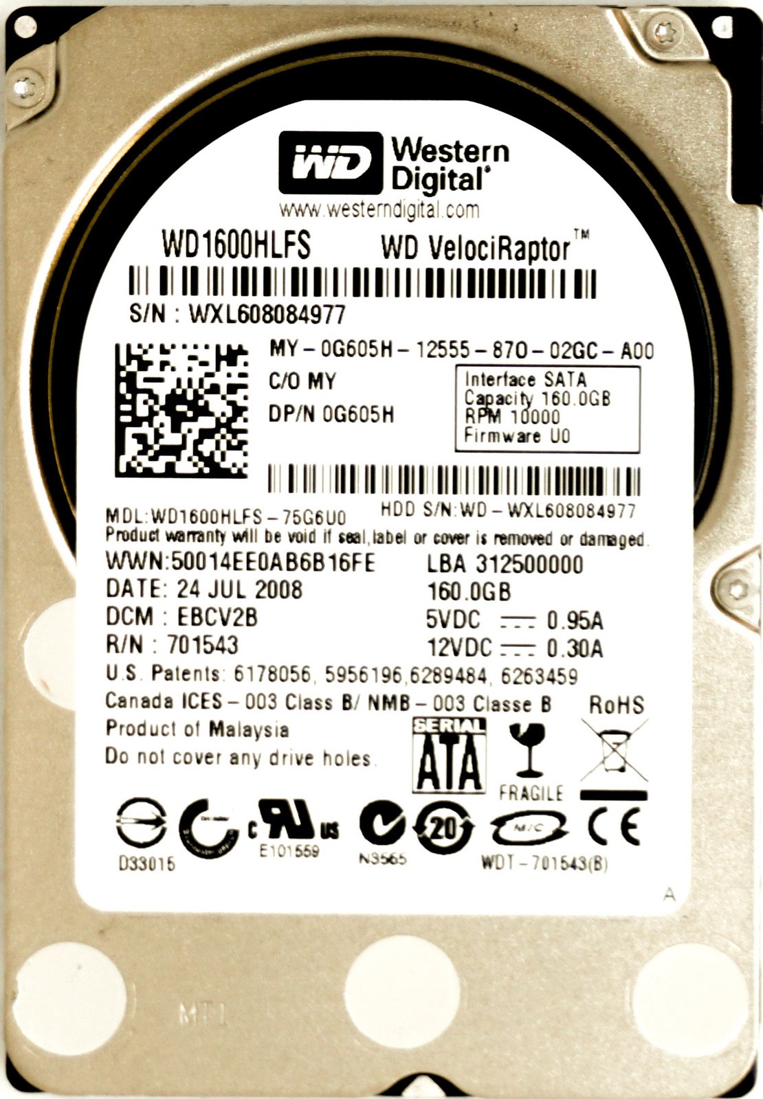 Dell (G605H) 160GB SATA II (SFF) 3Gb/s 10K HDD