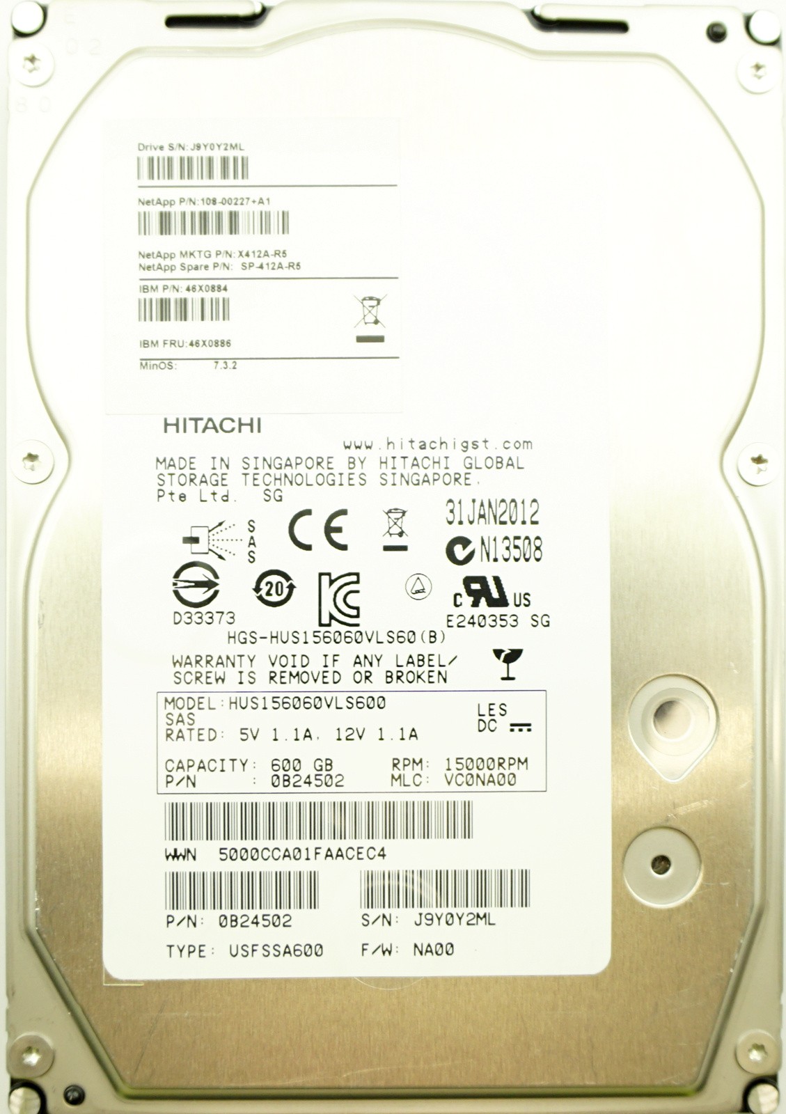 HGST Ultrastar (HUS156060VLS600) 600GB SAS-2 (3.5") 6Gb/s 15K HDD