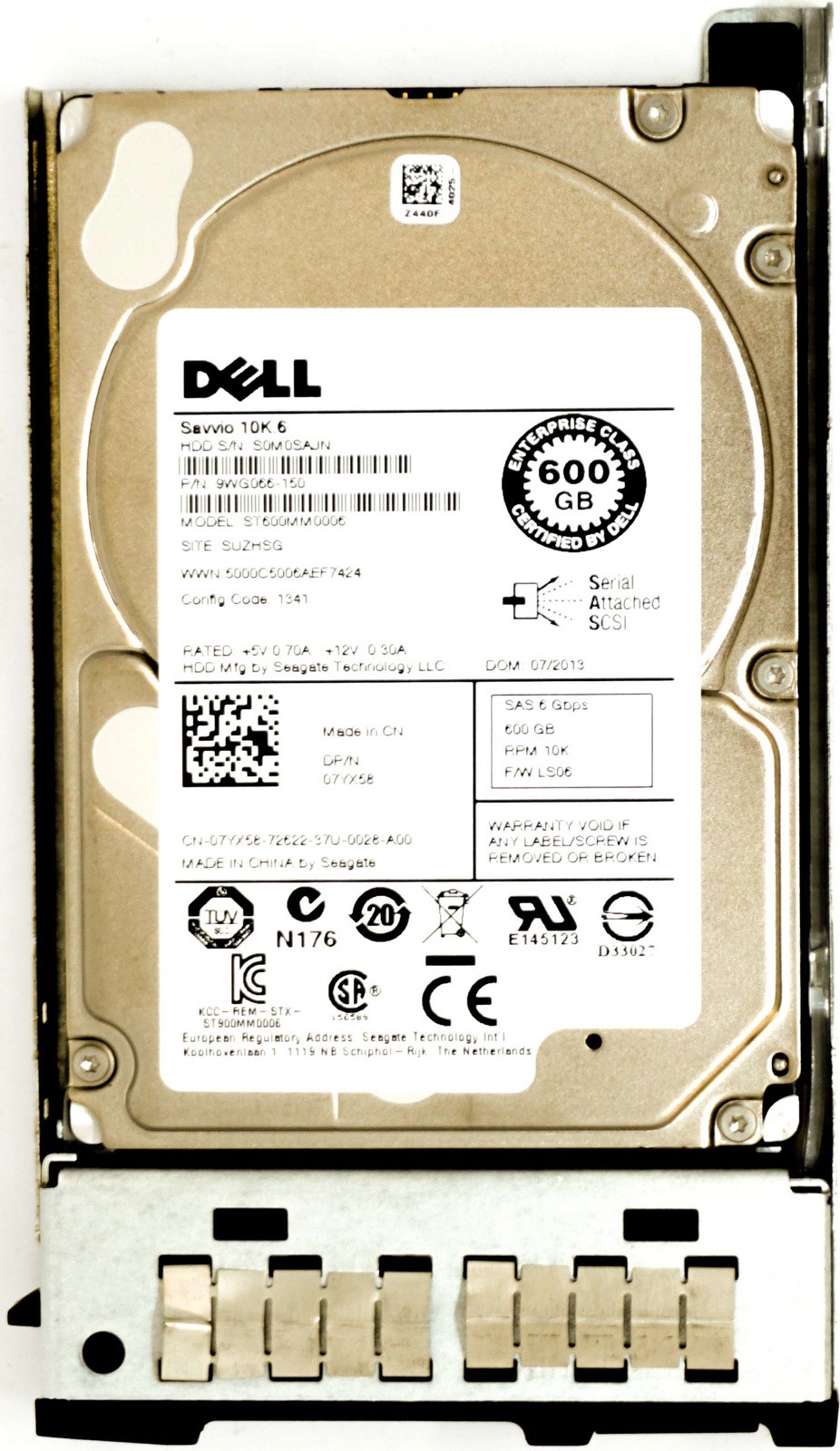 Dell (7YX58) 600GB SAS-2 (SFF) 6Gb/s 10K in Cloud Series Hot-Swap Caddy