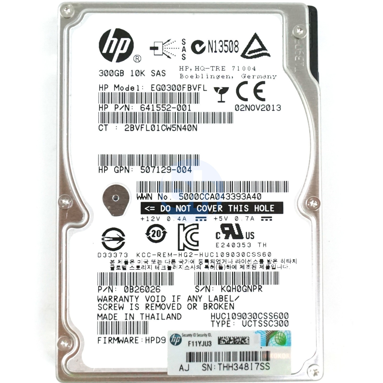 HP (641552-001) 300GB Dual Port SAS-2 (SFF 2.5") 6Gbps 10K HDD