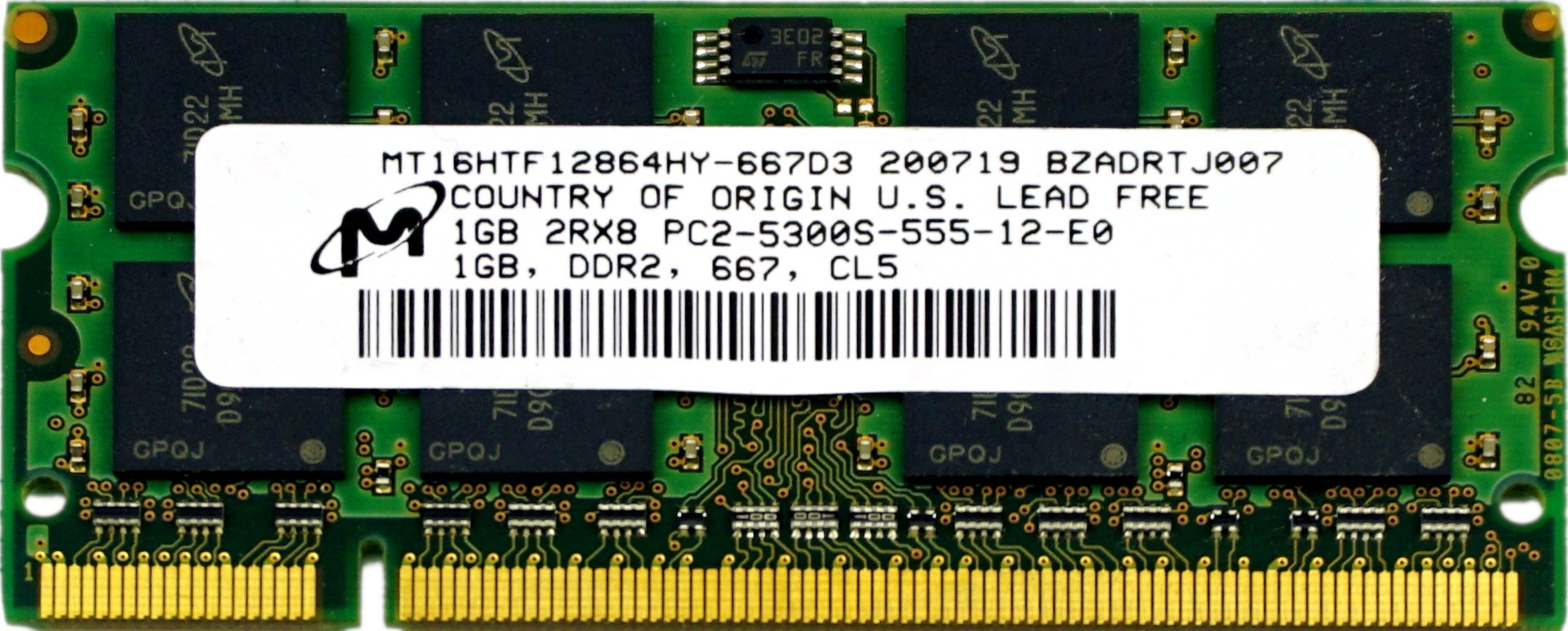 Micron - 1GB PC2-5300S (DDR2-667Mhz, 2RX8)