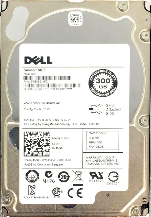 Dell (745GC) 300GB SAS-2 (SFF) 6Gb/s 10K in 11G Hot-Swap Caddy