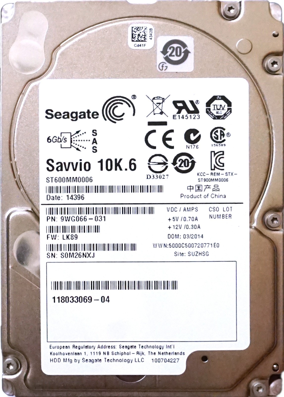 EMC (118033069-04) 600GB SAS-2 (2.5") 6Gbps 10K HDD