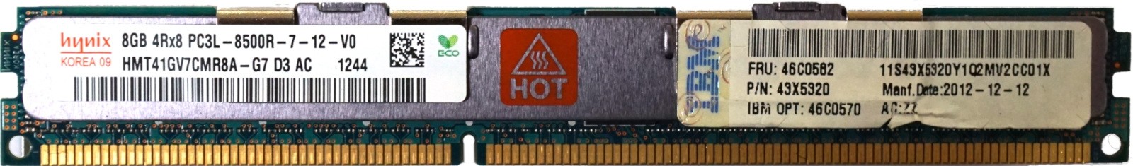 IBM (43X5320) - 8GB PC3L-8500R-VLP (DDR3-1066Mhz, 4RX8)