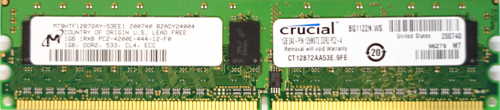 Micron - 1GB PC2-4200E (DDR2-533Mhz, 1RX8)