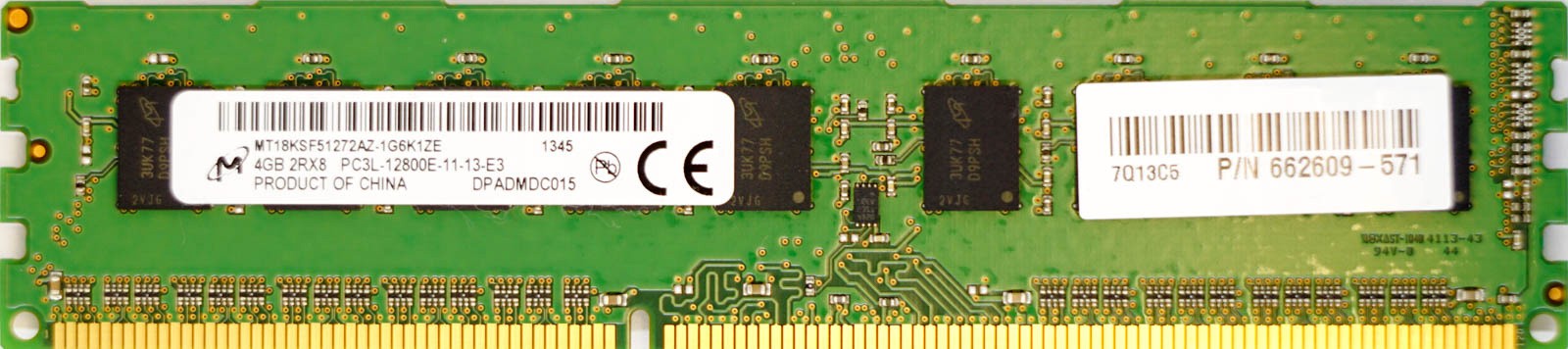 HP (662609-571) - 4GB PC3L-12800E (DDR3-1600Mhz, 2RX8)
