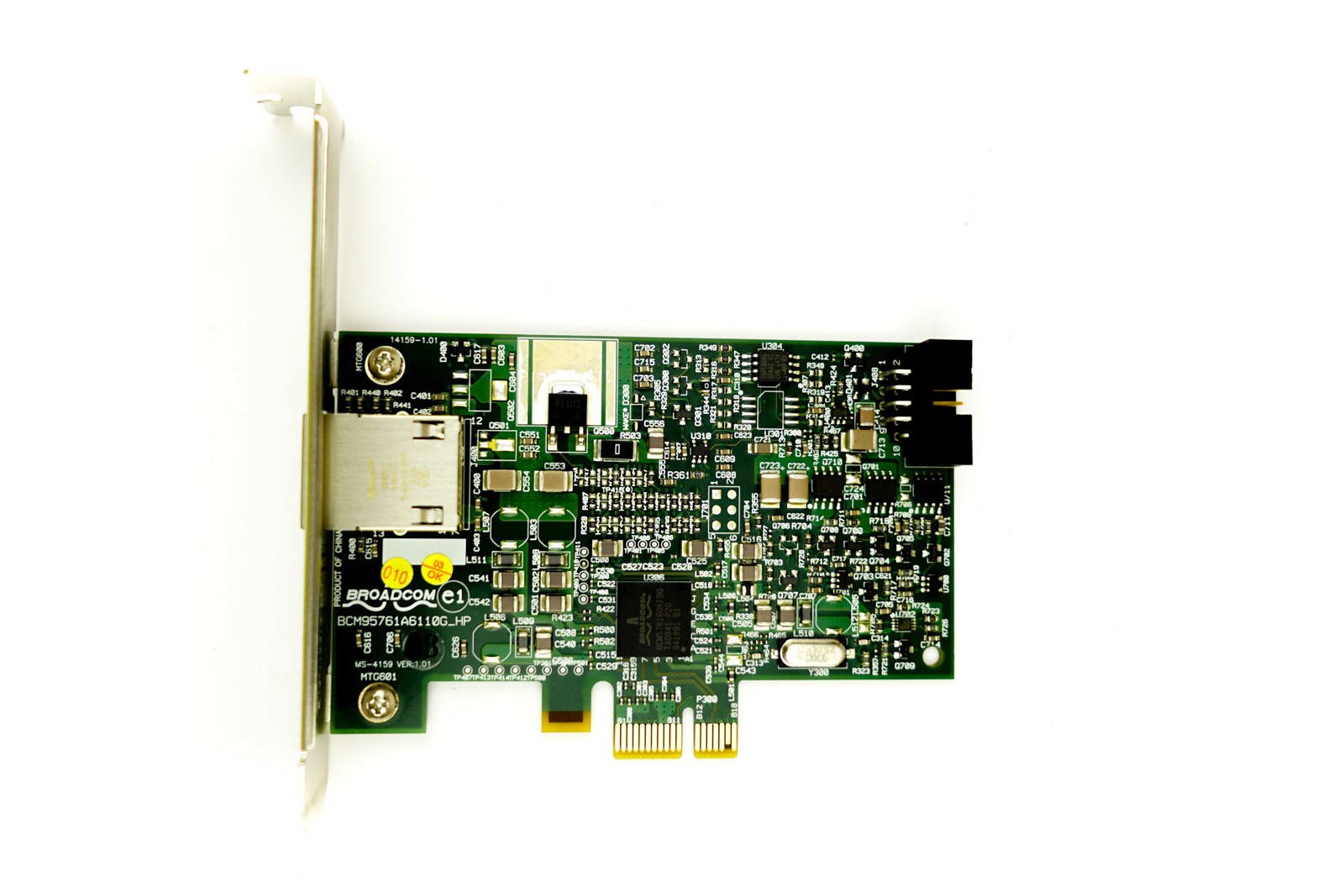 HP BCM5761 Single Port - 1GbE RJ45 Full Height PCIe-x1 Ethernet