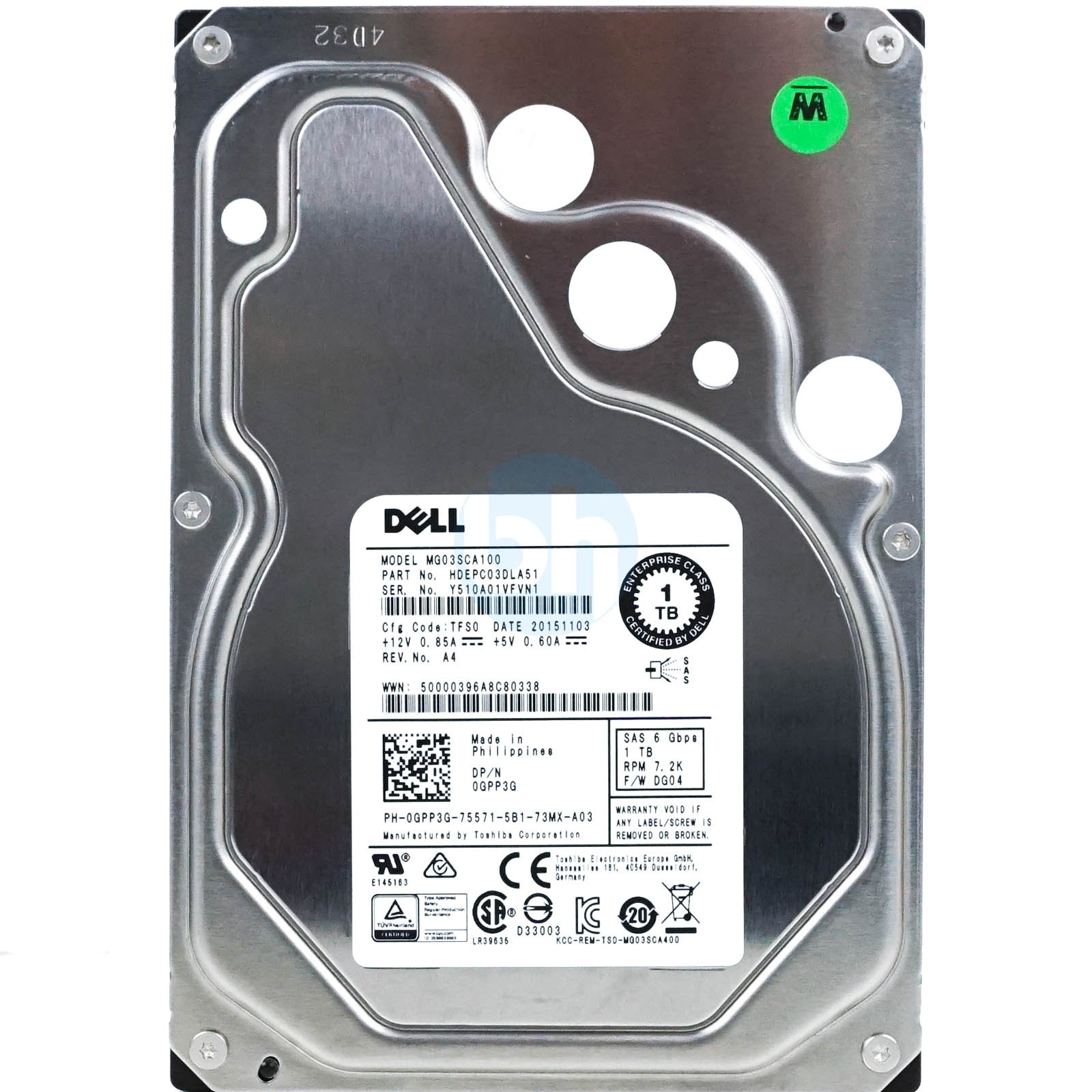 Dell (GPP3G) 1TB Enterprise Class SAS-2 (LFF 3.5in) 6Gbps 7.2K HDD