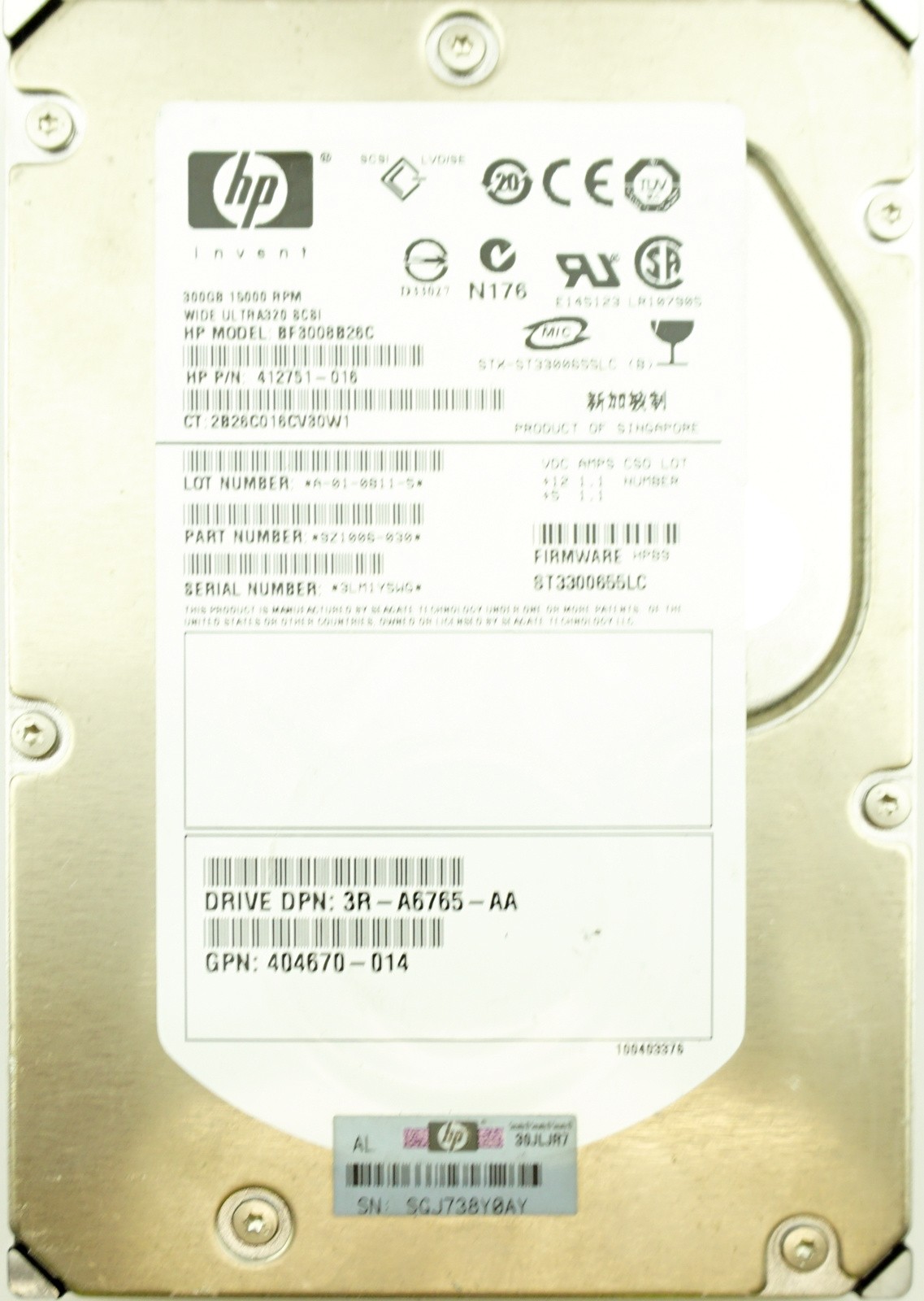 HP (412751-016) 300GB SCSI - 80 Pin (LFF) 15K HDD