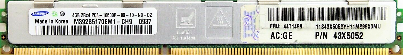 IBM (43X5052) - 4GB PC3-10600R-VLP (DDR3-1333Mhz, 2RX4)