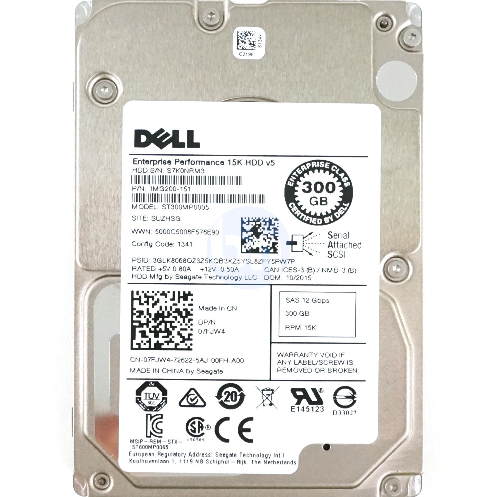 Dell (7FJW4) - 300GB Enterprise Class (SFF 2.5in) SAS-3 12Gbps 15K HDD