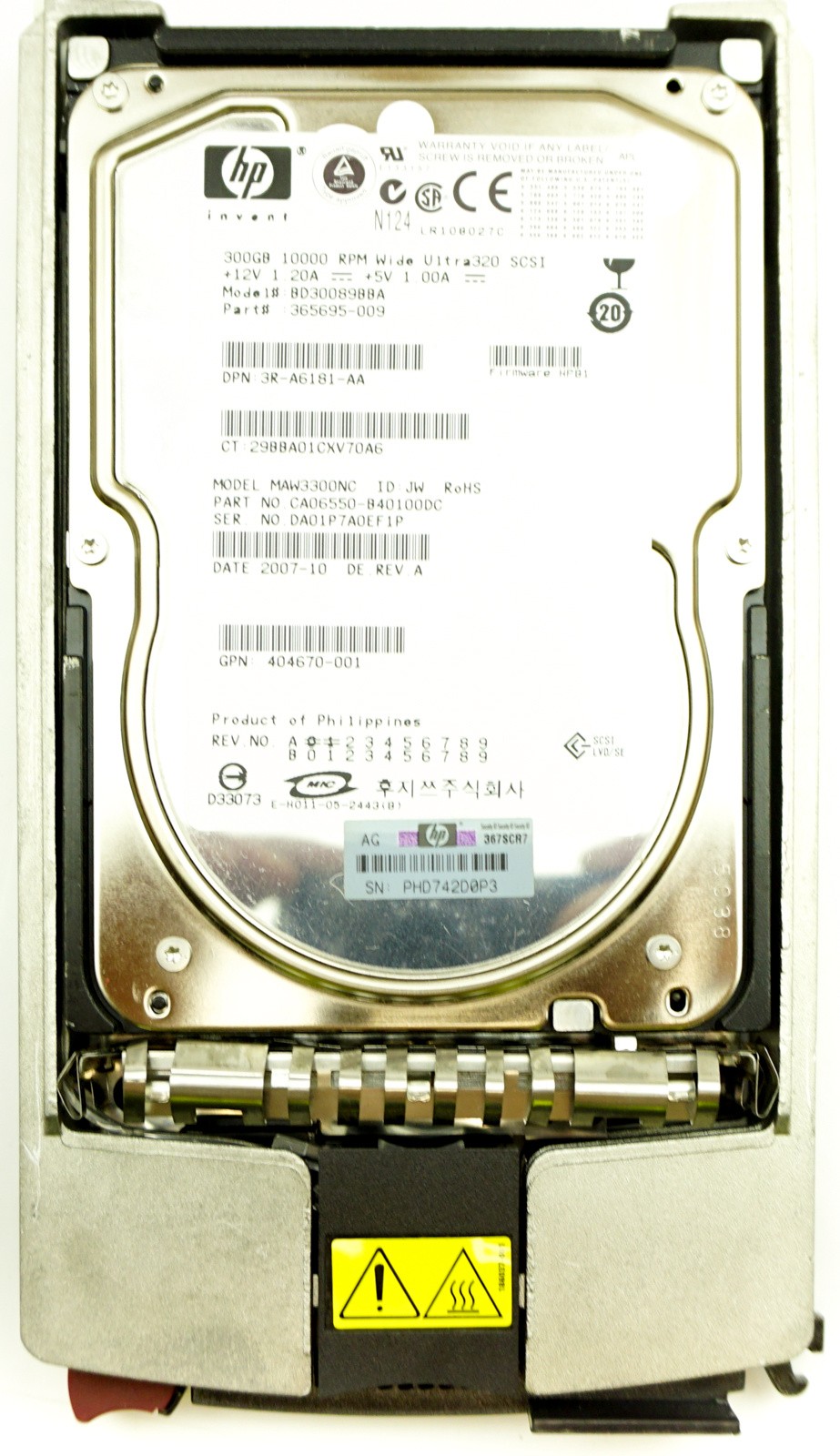 HP (365695-009) 300GB SCSI - 80 Pin (LFF) 10K in SCSI Hot-Swap Caddy