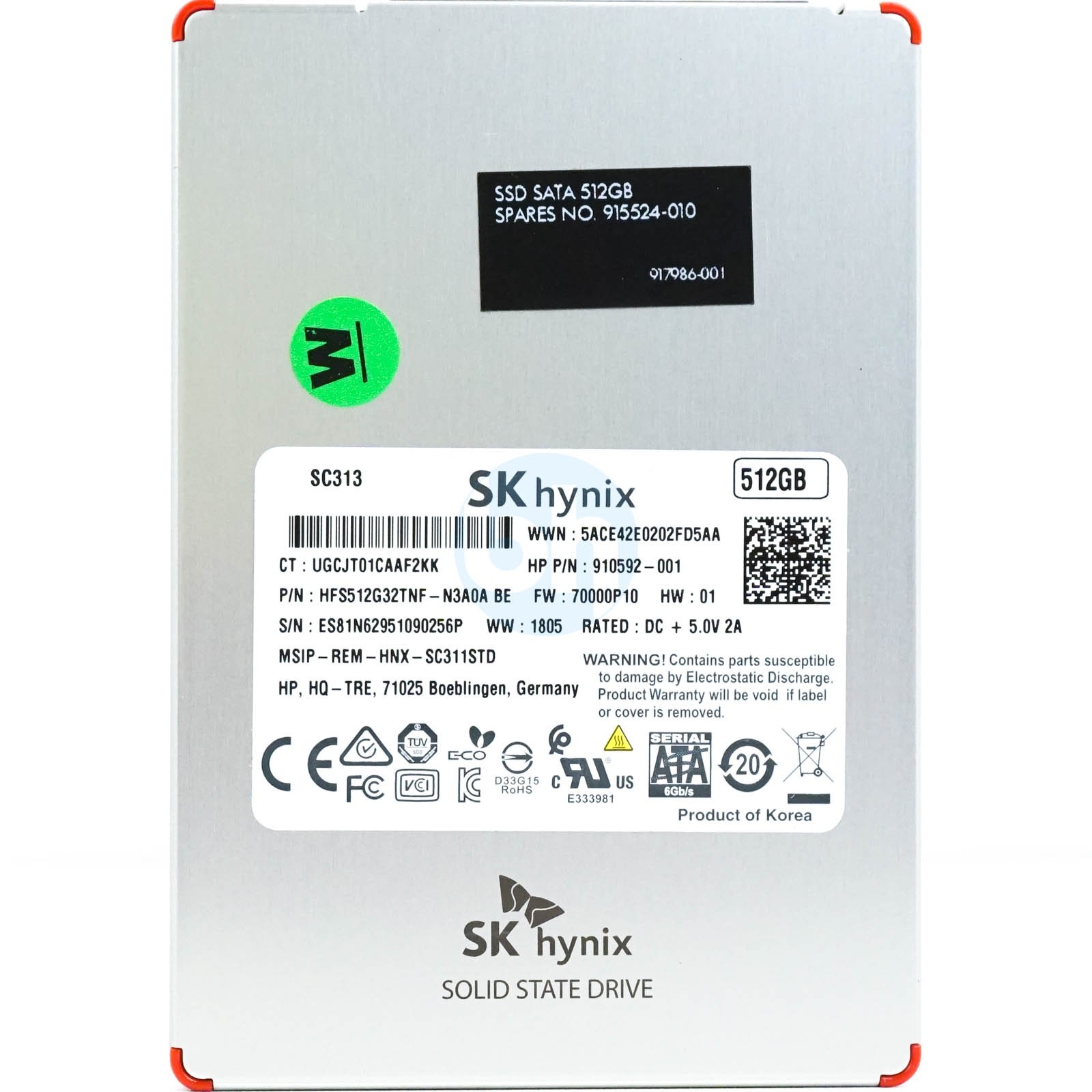 HP (910592-001) - 512GB SC311 (SFF 2.5in) SATA-III 6Gbps TLC SSD