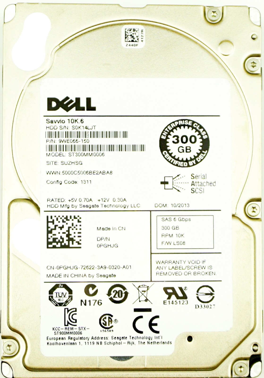 Dell (PGHJG) 300GB SAS-2 (SFF) 6Gb/s 10K HDD