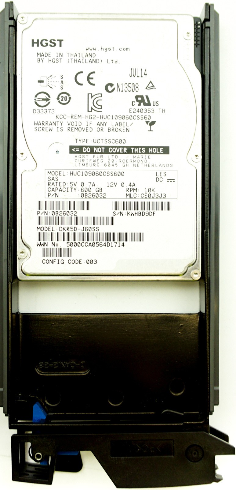 HDS (5541892-A) 600GB SAS (SFF) 10K HDD in Hot-Swap Caddy (0B26032)