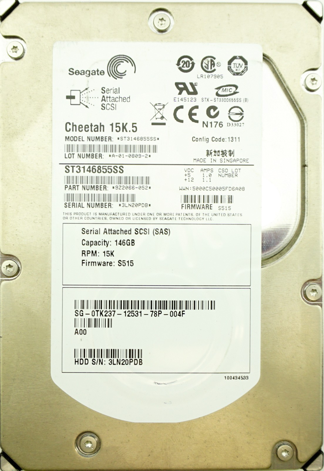 Dell (TK237) 146GB SAS-1 (LFF) 3Gb/s 15K HDD