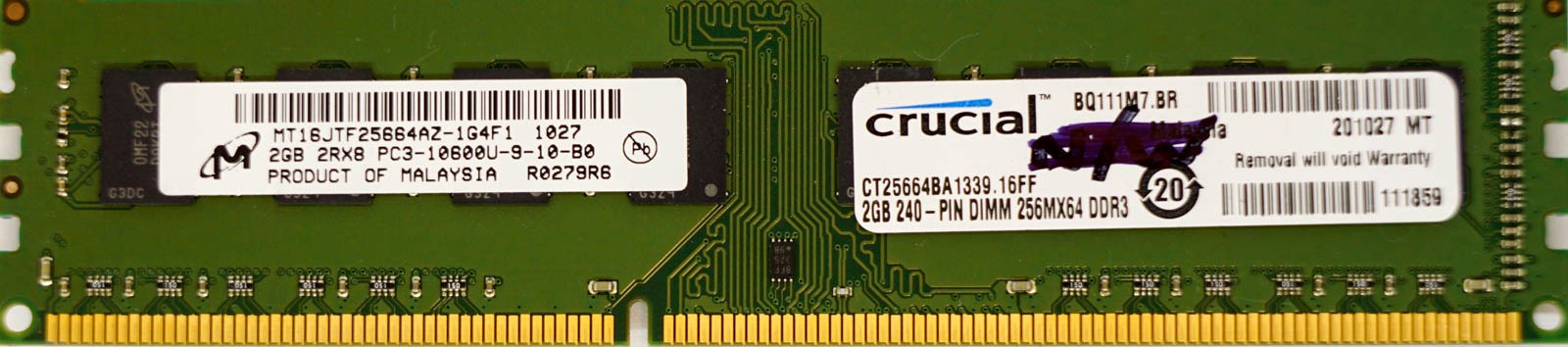 2GB PC3-10600U (DDR3-1333Mhz, 1RX8)
