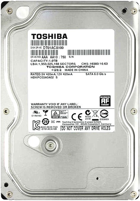 Toshiba (DT01ACA100) 1TB SATA III (LFF) 6Gb/s 7.2K HDD