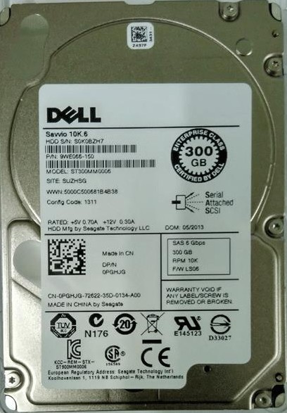 Dell (PGHJG) 300GB SAS-2 (SFF) 6Gb/s 10K in 13G Hot-Swap Caddy