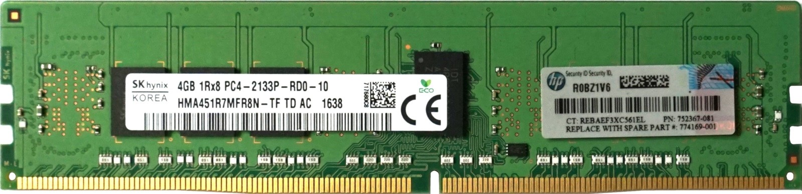 HP (752367-081) - 4GB PC4-17000P-R (1RX8, DDR4-2133MHz) 774169-001 726717-B21
