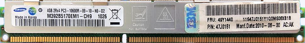 IBM (47J0151) - 4GB PC3-10600R-VLP (DDR3-1333Mhz, 2RX4)