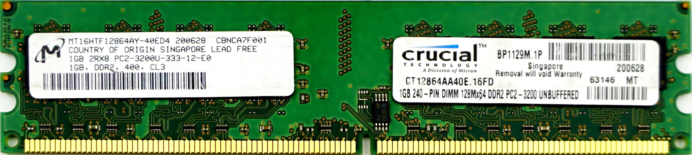 Micron - 1GB PC2-3200U (DDR2-400Mhz, 2RX8)