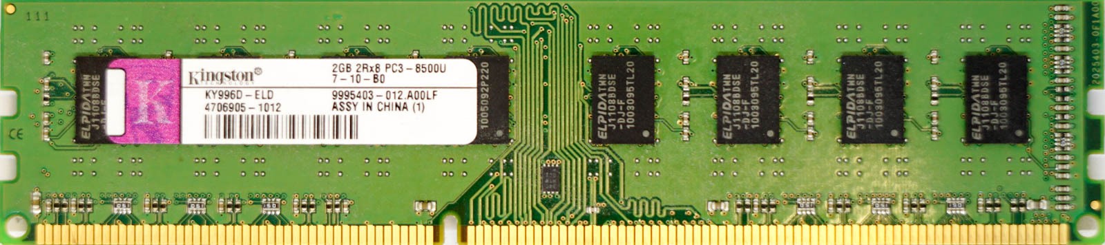 2GB PC3-8500U (DDR3-1066Mhz, 2RX8)