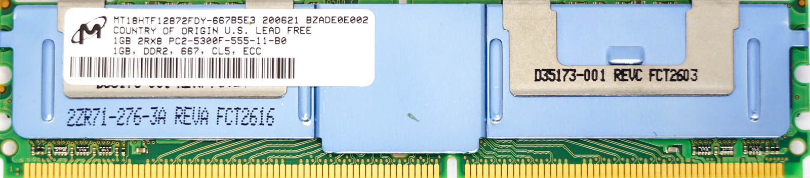 Micron - 1GB PC2-5300F (DDR2-667Mhz, 2RX8)