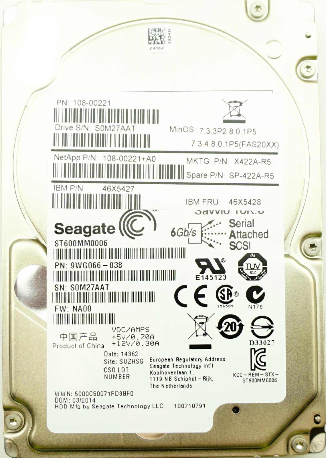 Seagate (ST600MM0006) 600GB Enterprise Performance SAS-2 (2.5") 6Gb/s 10K HDD