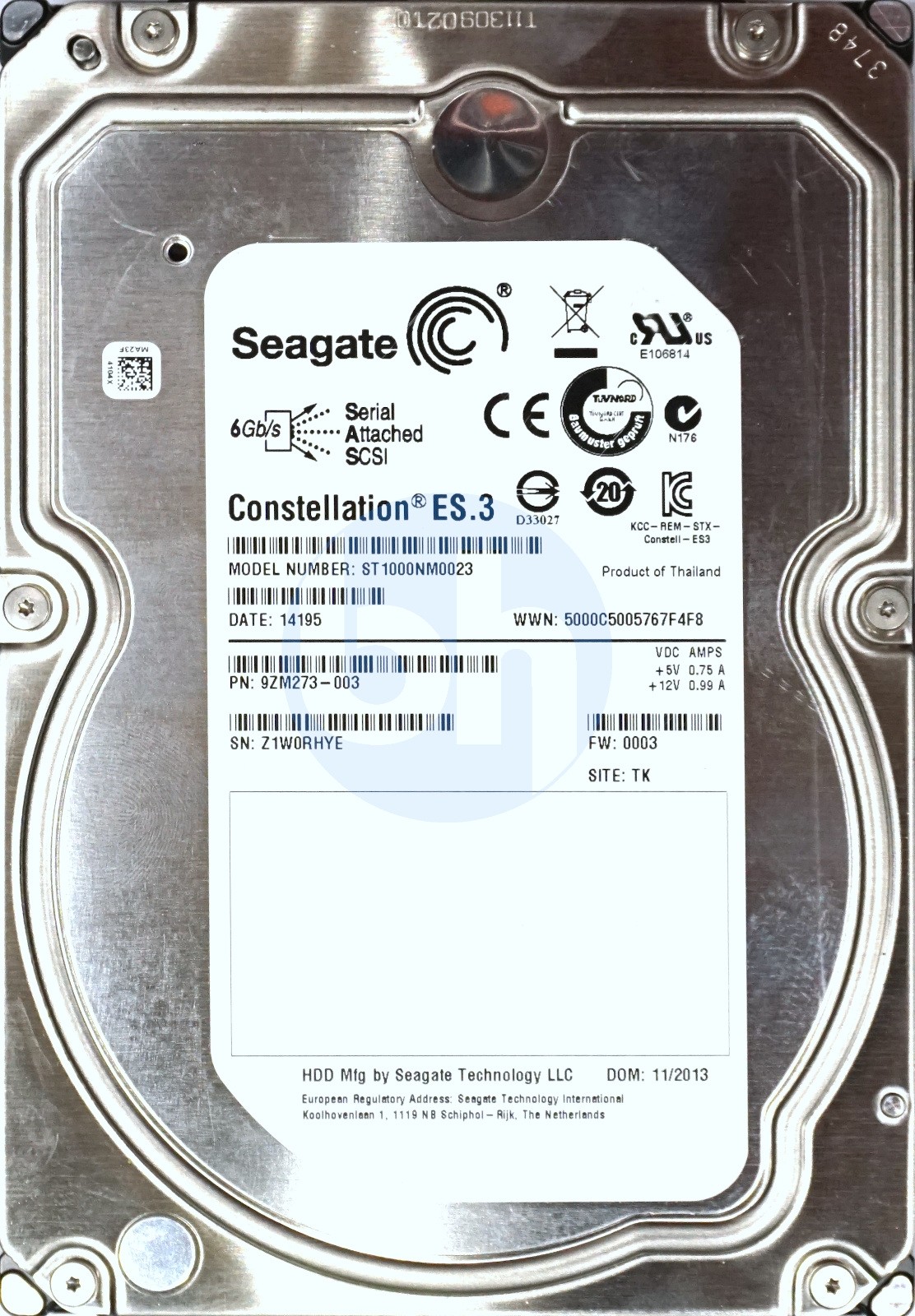 Seagate (ST1000NM0023) 1TB Constellation - SAS-2 (3.5") 6Gbps 7.2K HDD