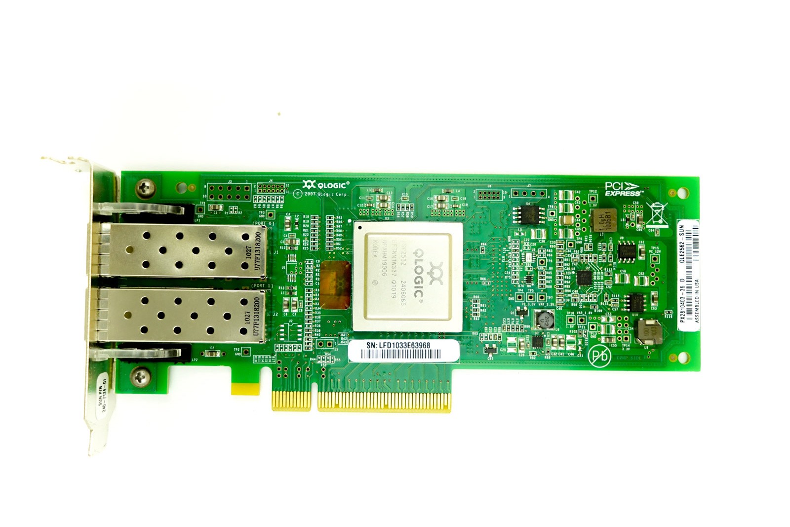 SUN QLE2562 Dual Port - 8Gbps  SFP+ Low Profile PCIe-x8 HBA