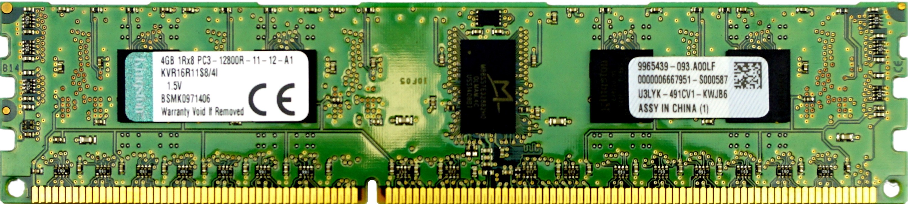 Kingston - 4GB PC3-12800R (DDR3-1600Mhz, 1RX8)